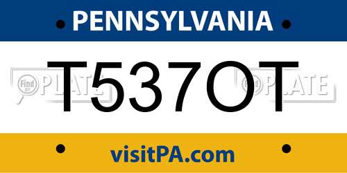 T537OT Pennsylvania License Plate