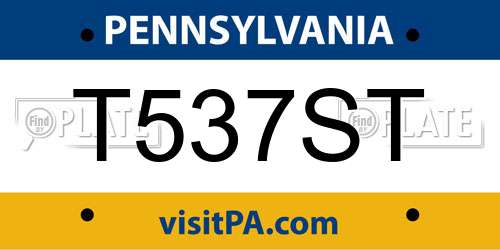 T537ST Pennsylvania License Plate
