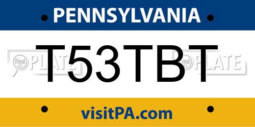 T53TBT Pennsylvania License Plate