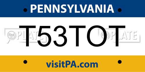 T53TOT Pennsylvania License Plate
