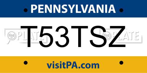 T53TSZ Pennsylvania License Plate