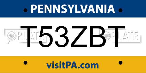 T53ZBT Pennsylvania License Plate