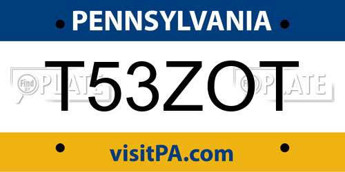 T53ZOT Pennsylvania License Plate