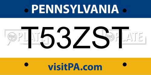 T53ZST Pennsylvania License Plate