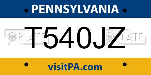 T540JZ Pennsylvania License Plate