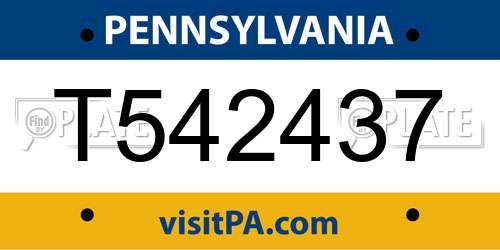 T542437 Pennsylvania License Plate