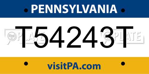 T54243T Pennsylvania License Plate