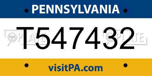 T547432 Pennsylvania License Plate