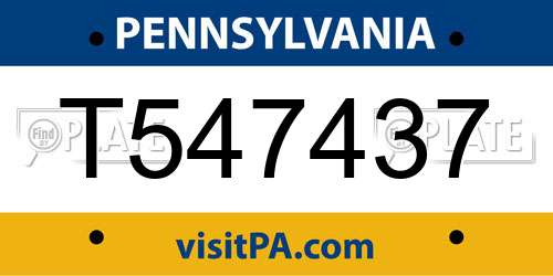 T547437 Pennsylvania License Plate
