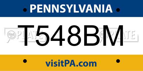 T548BM Pennsylvania License Plate