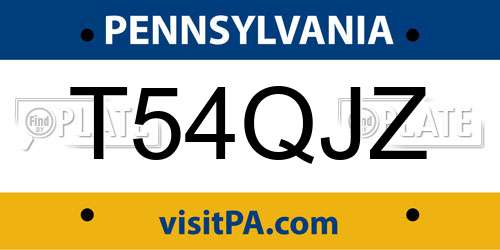 T54QJZ Pennsylvania License Plate