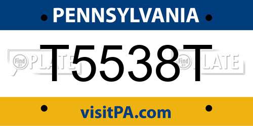 T5538T Pennsylvania License Plate