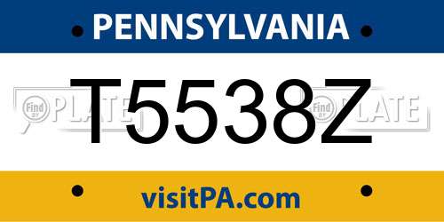T5538Z Pennsylvania License Plate