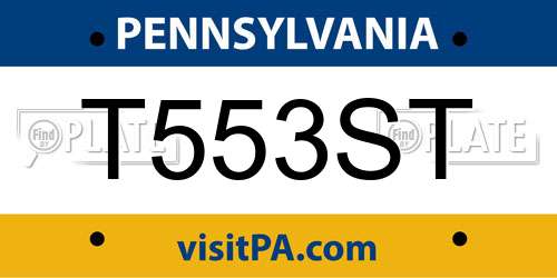 T553ST Pennsylvania License Plate