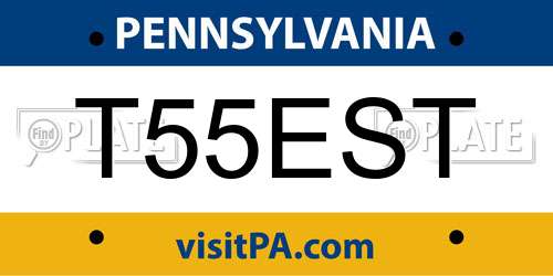 T55EST Pennsylvania License Plate
