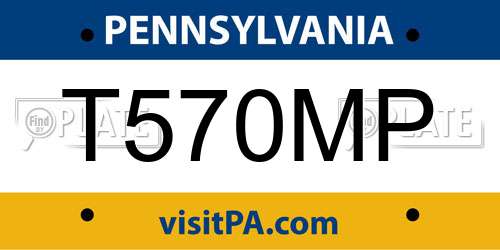 T570MP Pennsylvania License Plate
