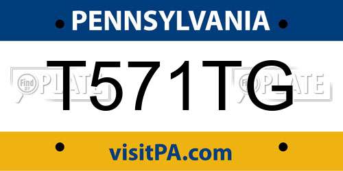 T571TG Pennsylvania License Plate