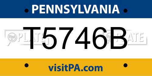 T5746B Pennsylvania License Plate
