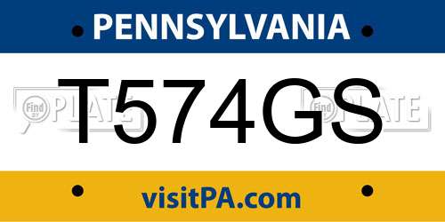T574GS Pennsylvania License Plate