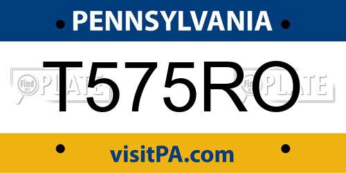 T575RO Pennsylvania License Plate
