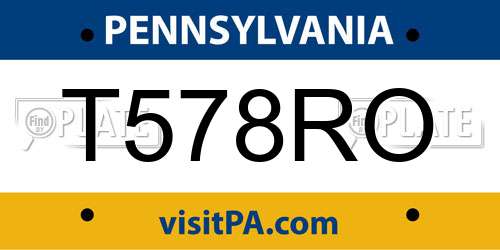 T578RO Pennsylvania License Plate