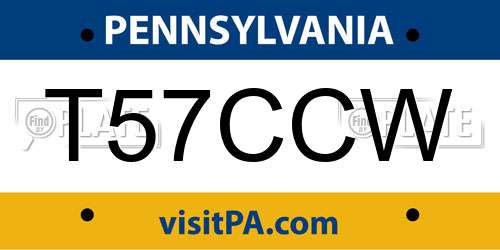 T57CCW Pennsylvania License Plate