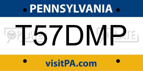 T57DMP Pennsylvania License Plate