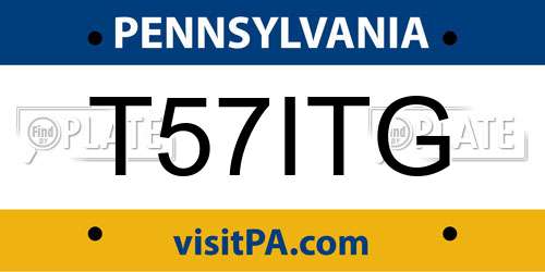 T57ITG Pennsylvania License Plate
