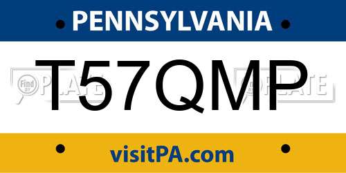 T57QMP Pennsylvania License Plate
