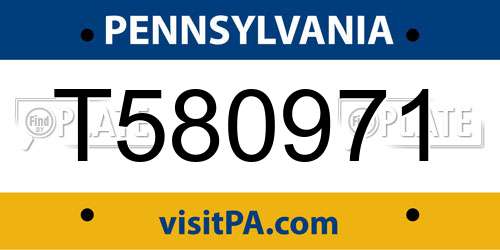 T580971 Pennsylvania License Plate