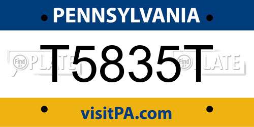 T5835T Pennsylvania License Plate