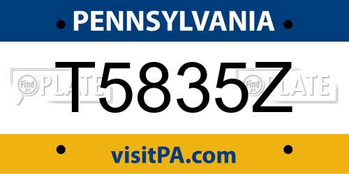 T5835Z Pennsylvania License Plate