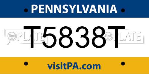 T5838T Pennsylvania License Plate