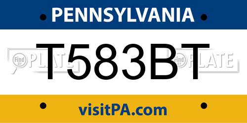 T583BT Pennsylvania License Plate