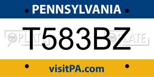 T583BZ Pennsylvania License Plate