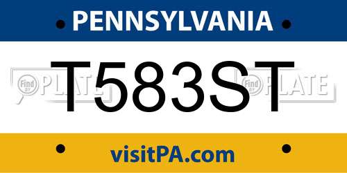 T583ST Pennsylvania License Plate