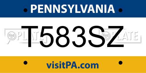 T583SZ Pennsylvania License Plate