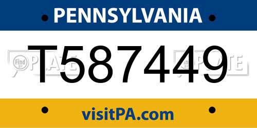T587449 Pennsylvania License Plate