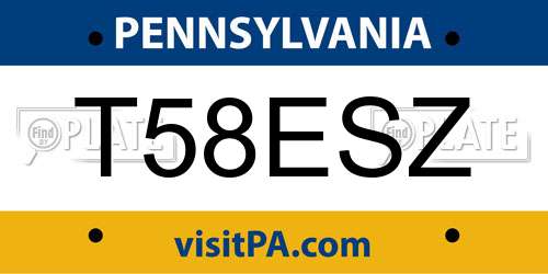 T58ESZ Pennsylvania License Plate
