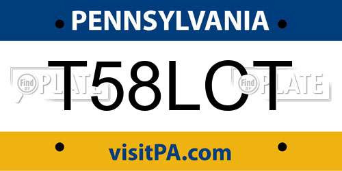 T58LCT Pennsylvania License Plate