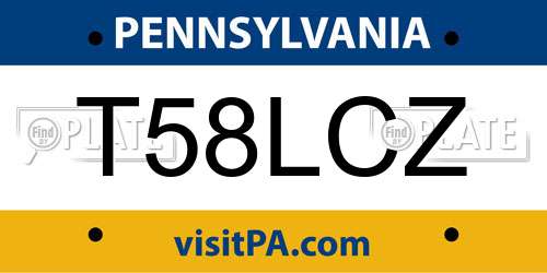 T58LCZ Pennsylvania License Plate