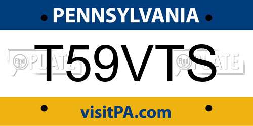 T59VTS Pennsylvania License Plate