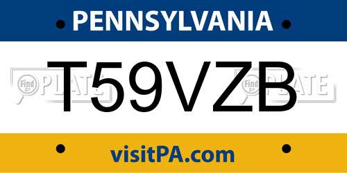 T59VZB Pennsylvania License Plate
