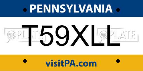 T59XLL Pennsylvania License Plate