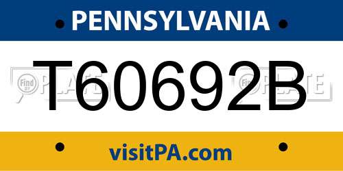 T60692B Pennsylvania License Plate