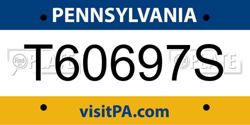 T60697S Pennsylvania License Plate
