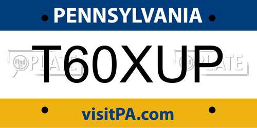 T60XUP Pennsylvania License Plate