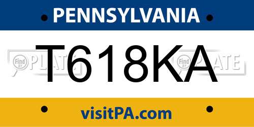 T618KA Pennsylvania License Plate