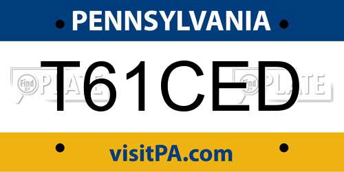 T61CED Pennsylvania License Plate