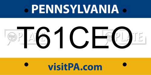T61CEO Pennsylvania License Plate